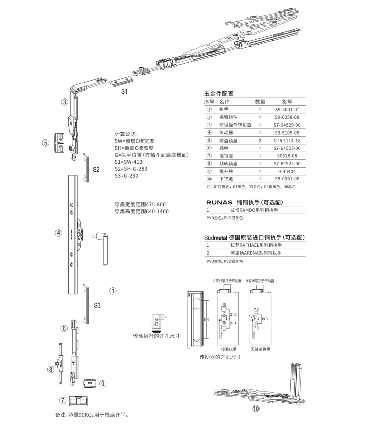 S9內開內倒窗五金配置方案